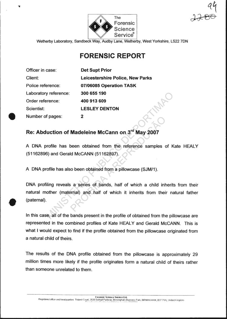 Madeleine+mccann+2011+dna+results